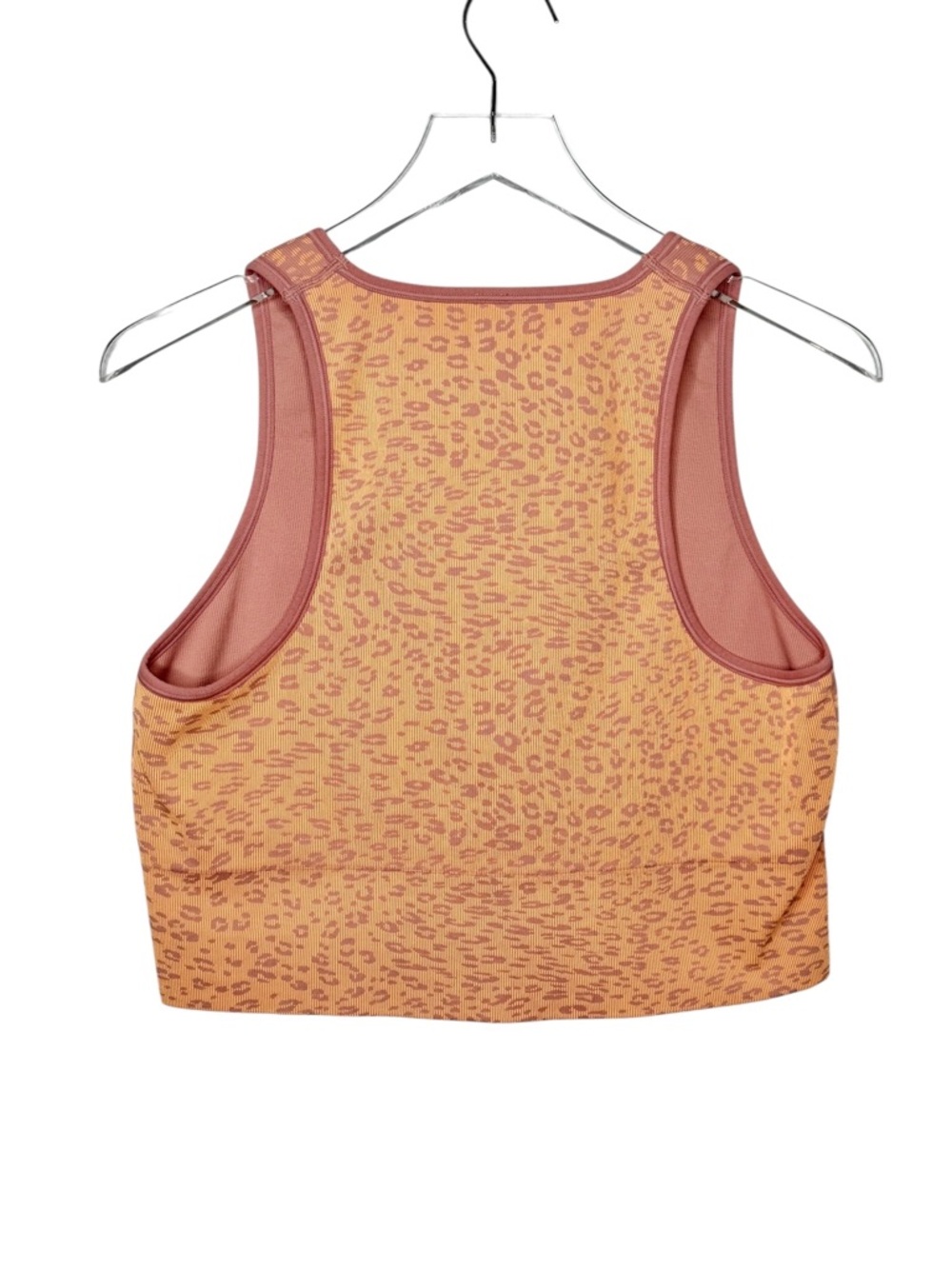Athleta Aurora Ribbed  Orange Dusty Rose Leopard Print V Neck Tank Top Sz XL - Picture 4 of 6
